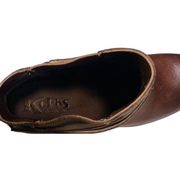 Korks by Kork-Ease Brown Leather Chunky Heel Adj Strap Ankle Booties size 7.5M - Picture 6 of 7